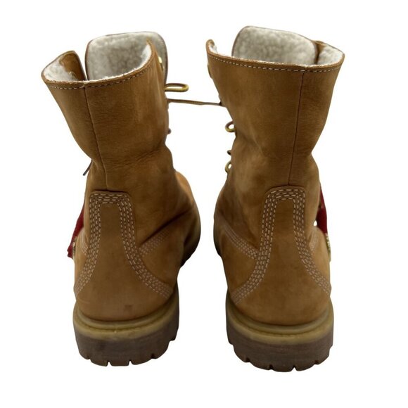 Timberland Womens 6.5W Teddy Fleece Fold-Down Wheat Waterproof Leather Boots - Picture 11 of 16